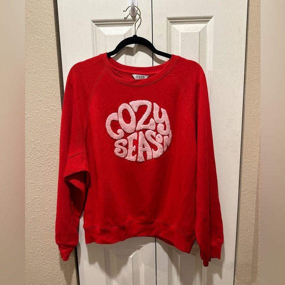 NWOT J.Crew Cozy Season Crewneck Sweatshirt Red , size Large - Picture 8 of 11